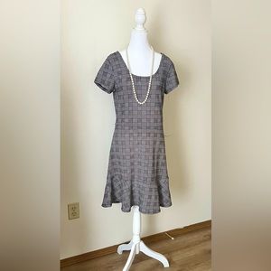 Black and white plaid casual dress